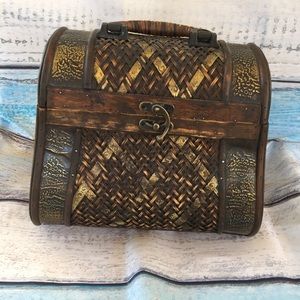 ⚡️⚡️Wood Treasure Chest Wicker Metal Small Handle